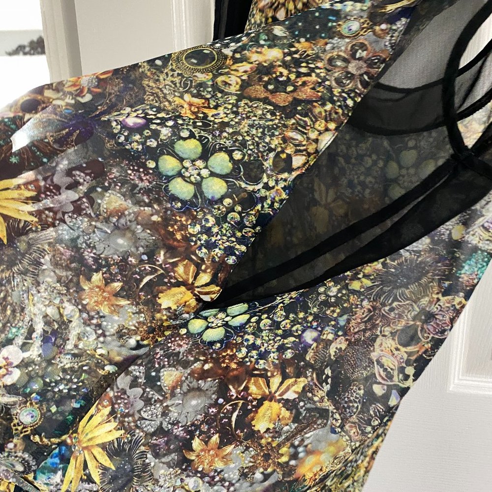 Lk New~Lane Bryant Sheer chiffon sleeveless floral and black blouse~20 - Picture 7 of 10